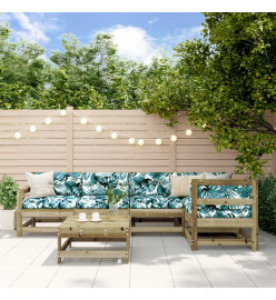 Salon de jardin 6 pcs bois de pin imprégné