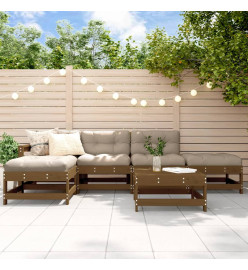 Salon de jardin 6 pcs Marron miel Bois de pin massif