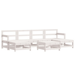 Salon de jardin 7 pcs Blanc Bois de pin massif