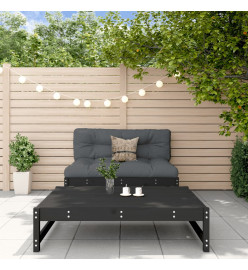 Salon de jardin 2 pcs noir bois massif de pin
