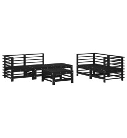 Salon de jardin 6 pcs Noir Bois de pin massif