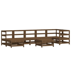 Salon de jardin 8 pcs Marron miel Bois de pin massif