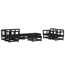 Salon de jardin 8 pcs Noir Bois de pin massif