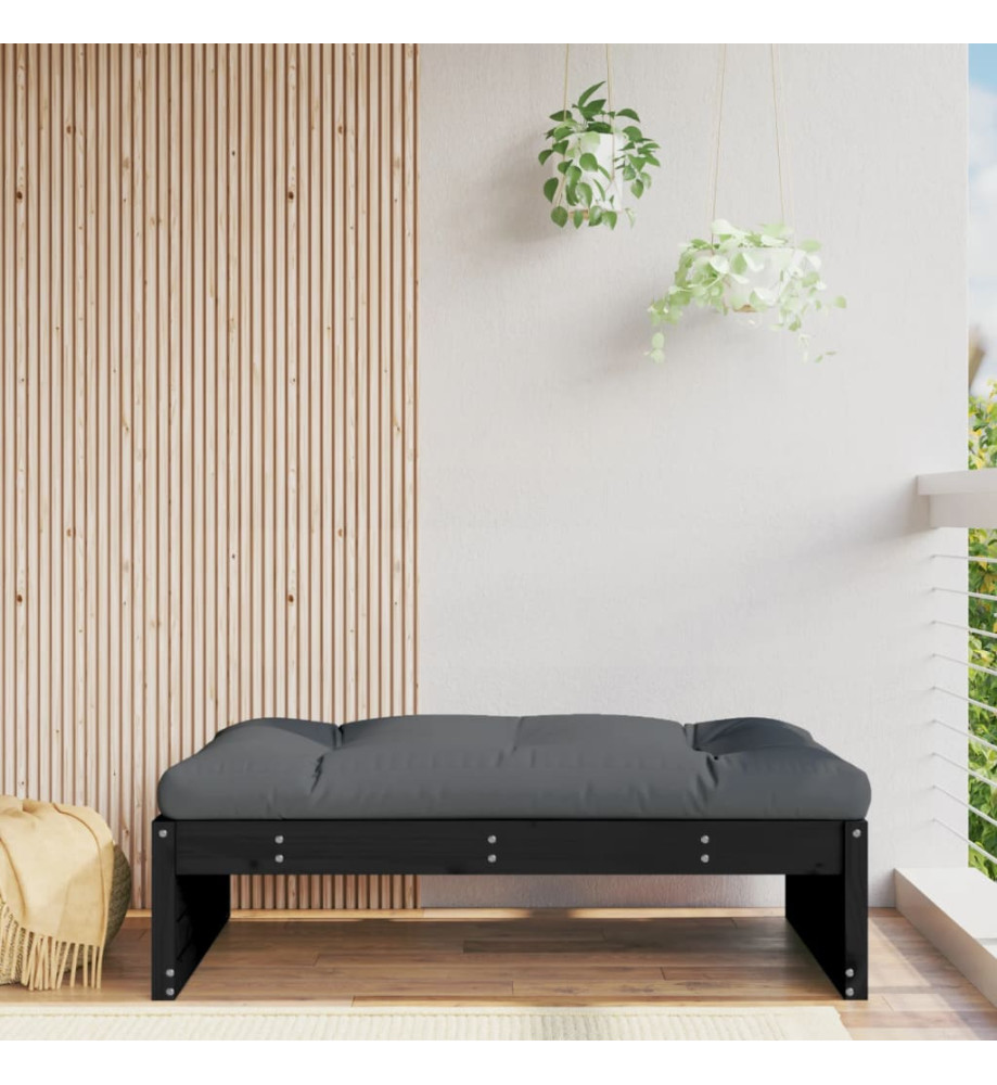 Repose-pied de jardin 120x80 cm noir bois de pin massif Repose-pied de jardin 120x80 cm noir bois de pin massif