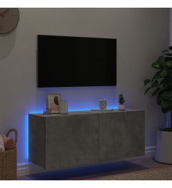 Meuble TV mural avec lumières LED gris béton 100x35x41 cm