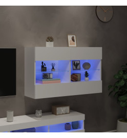 Meuble TV mural avec lumières LED blanc 98,5x30x60,5 cm