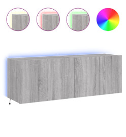 Meubles TV muraux et lumières LED 2pcs sonoma gris 60x35x41 cm