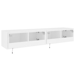 Meubles TV muraux avec lumières LED 2 pcs blanc 80x35x31 cm