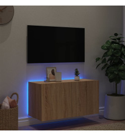 Meuble TV mural avec lumières LED chêne sonoma 80x35x41 cm