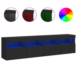 Meubles TV muraux avec lumières LED 2 pcs noir 80x30x40 cm