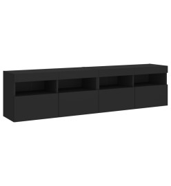 Meubles TV muraux avec lumières LED 2 pcs noir 80x30x40 cm