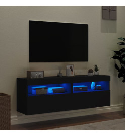 Meubles TV muraux avec lumières LED 2 pcs noir 60x30x40 cm