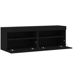 Meubles TV muraux avec lumières LED 2 pcs noir 60x30x40 cm