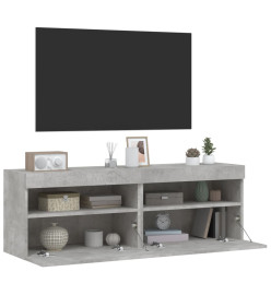 Meubles TV muraux et lumières LED 2pcs gris béton 60x30x40 cm