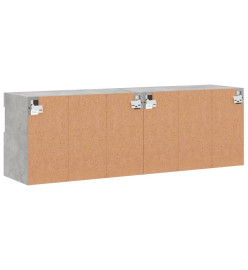 Meubles TV muraux et lumières LED 2pcs gris béton 60x30x40 cm