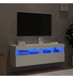 Meubles TV muraux avec lumières LED 2 pcs blanc 60x30x40 cm