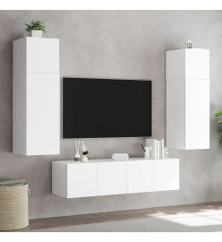 Meubles TV muraux avec lumières LED 2 pcs blanc 60x35x31 cm