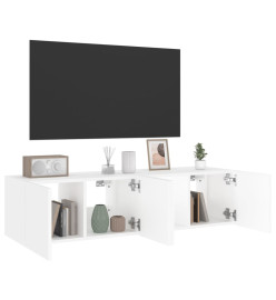 Meubles TV muraux avec lumières LED 2 pcs blanc 60x35x31 cm