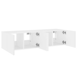 Meubles TV muraux avec lumières LED 2 pcs blanc 60x35x31 cm