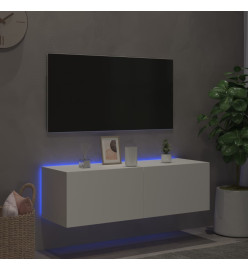 Meuble TV mural avec lumières LED blanc 100x35x31 cm