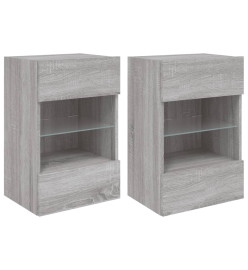 Meubles TV muraux et lumières LED 2pcs sonoma gris 40x30x60,5cm