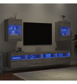 Meubles TV muraux et lumières LED 2pcs sonoma gris 40x30x60,5cm