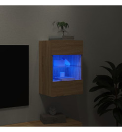 Meuble TV mural avec lumières LED chêne sonoma 40x30x60,5 cm