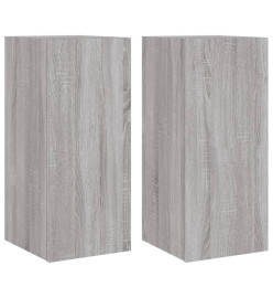 Meubles TV muraux et lumières LED 2pcs sonoma gris 30,5x35x70cm