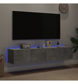 Meubles TV muraux et lumières LED 2pcs gris béton 80x35x31 cm