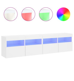 Meubles TV muraux avec lumières LED 2 pcs blanc 80x30x40 cm