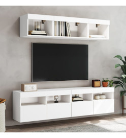 Meubles TV muraux avec lumières LED 2 pcs blanc 80x30x40 cm