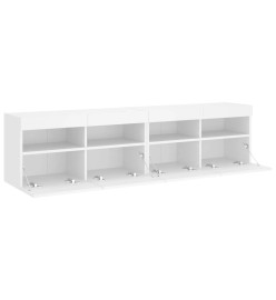 Meubles TV muraux avec lumières LED 2 pcs blanc 80x30x40 cm