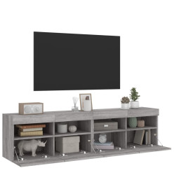 Meubles TV muraux et lumières LED 2pcs sonoma gris 80x30x40 cm