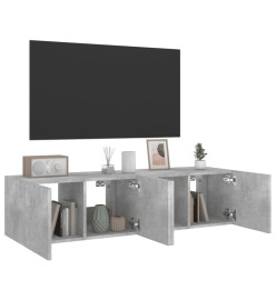 Meubles TV muraux et lumières LED 2pcs gris béton 60x35x31 cm