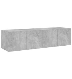 Meubles TV muraux et lumières LED 2pcs gris béton 60x35x31 cm