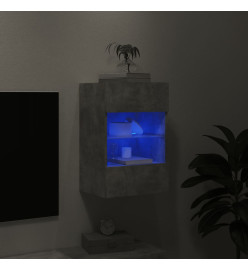 Meuble TV mural avec lumières LED gris béton 40x30x60,5 cm