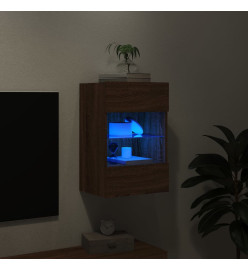 Meuble TV mural avec lumières LED chêne marron 40x30x60,5 cm