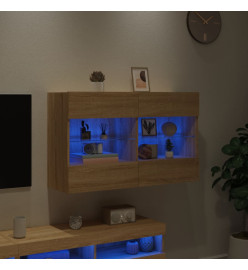 Meuble TV mural avec lumières LED chêne sonoma 98,5x30x60,5 cm