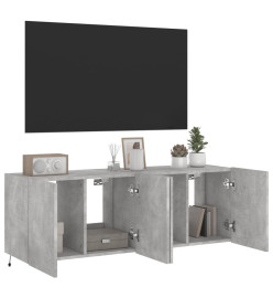 Meubles TV muraux et lumières LED 2pcs gris béton 60x35x41 cm