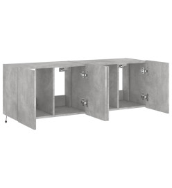 Meubles TV muraux et lumières LED 2pcs gris béton 60x35x41 cm