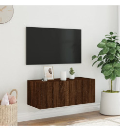 Meuble TV mural avec lumières LED chêne marron 80x35x31 cm