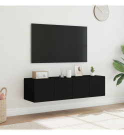 Meubles TV muraux avec lumières LED 2 pcs noir 60x35x31 cm