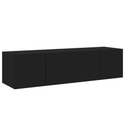 Meubles TV muraux avec lumières LED 2 pcs noir 60x35x31 cm