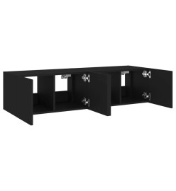 Meubles TV muraux avec lumières LED 2 pcs noir 60x35x31 cm