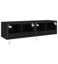 Meubles TV muraux avec lumières LED 2 pcs noir 60x35x31 cm