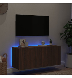 Meuble TV mural avec lumières LED chêne marron 100x35x41 cm