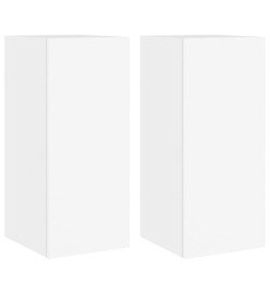 Meubles TV muraux avec lumières LED 2 pcs blanc 30,5x35x70 cm