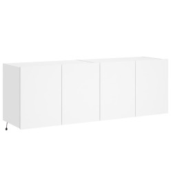 Meubles TV muraux avec lumières LED 2 pcs blanc 60x35x41 cm