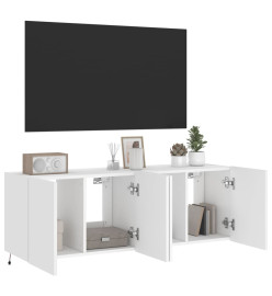 Meubles TV muraux avec lumières LED 2 pcs blanc 60x35x41 cm