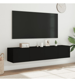 Meubles TV muraux avec lumières LED 2 pcs noir 80x35x31 cm